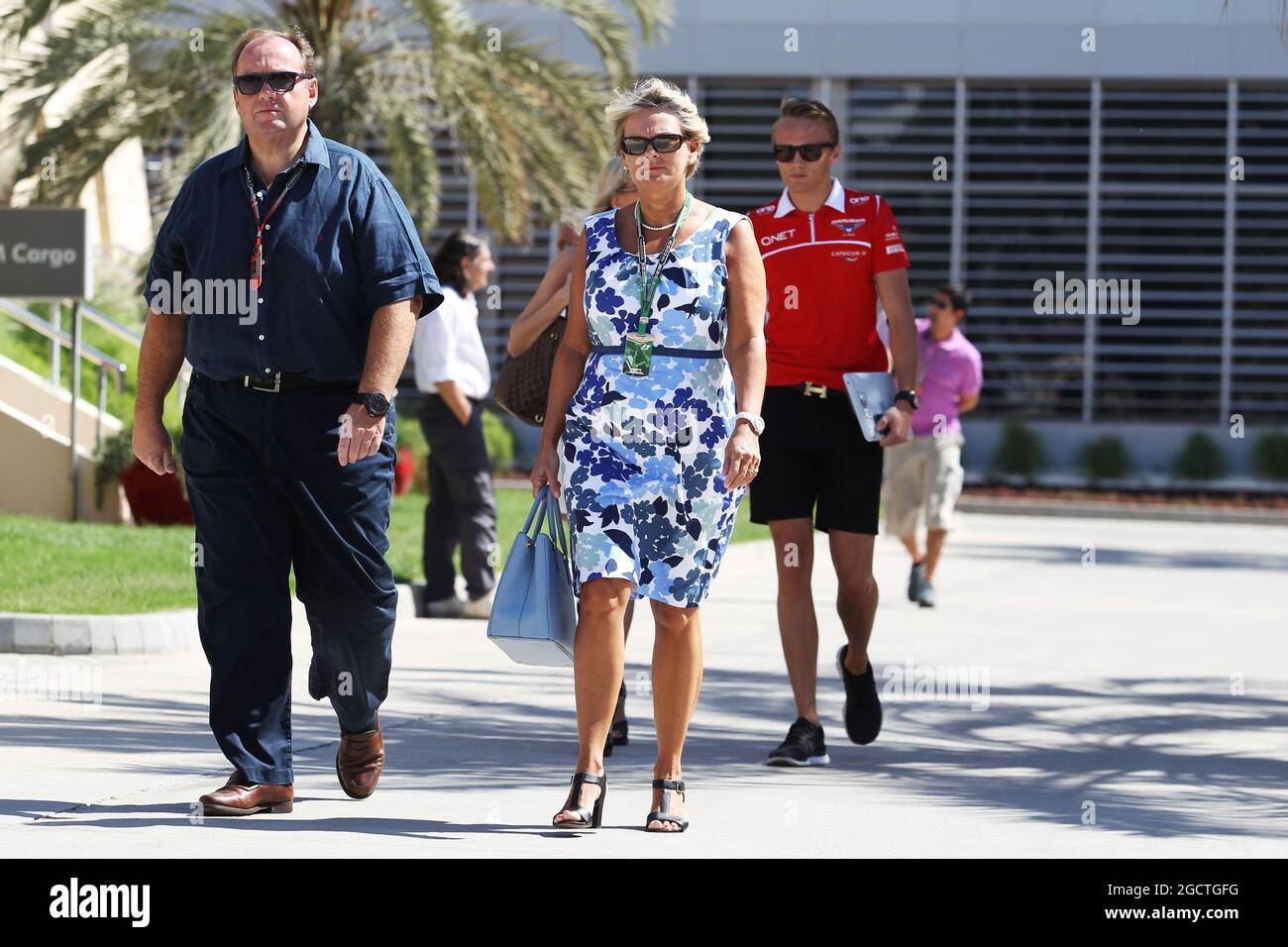 Grahame Chilton (GBR) with his wife. Bahrain Grand Prix, Sunday 6th April 2014. Sakhir, Bahrain. Stock Photo