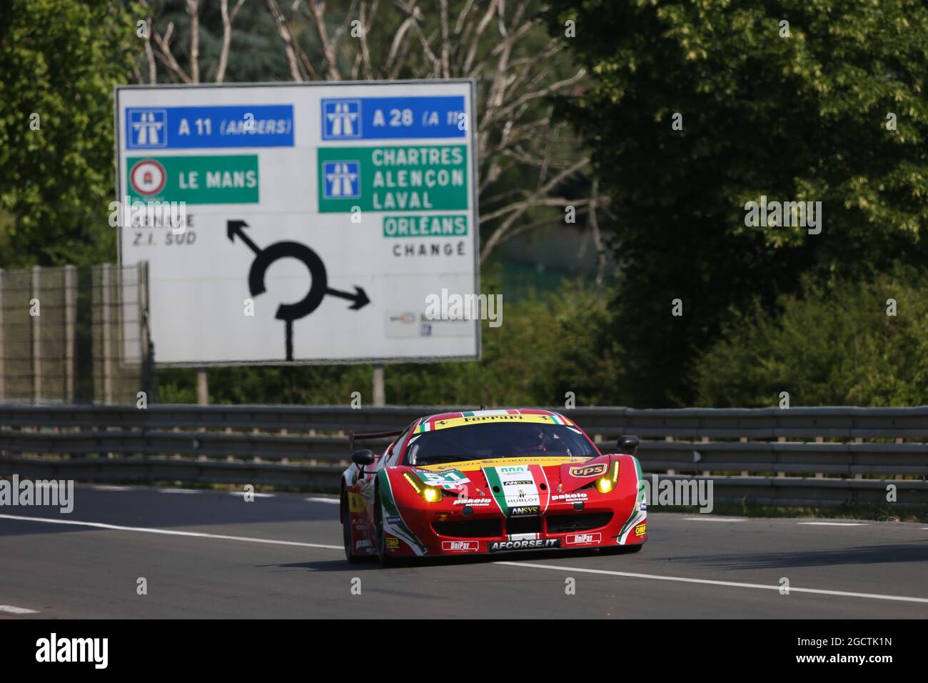 #51 Gianmaria Bruni (ITA) / Toni Vilander (FIN) / Giancarlo Fisichella (ITA) - AF Corse, Ferrari F458 Italia. Le Mans Testing, Saturday 31st May - Sunday 1st June 2014. Le Mans, France. Stock Photo