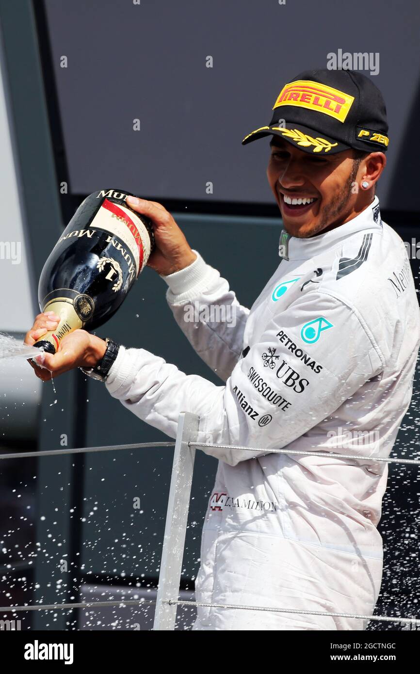 Race winner Lewis Hamilton (GBR) Mercedes AMG F1 celebrates on the ...