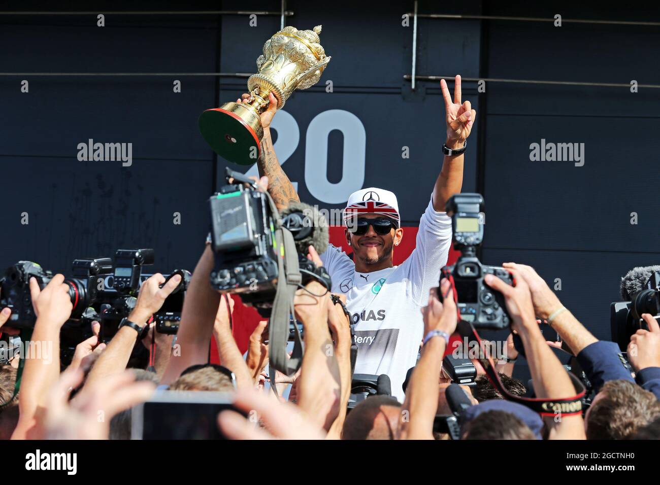 Race winner Lewis Hamilton (GBR) Mercedes AMG F1 celebrates after the ...