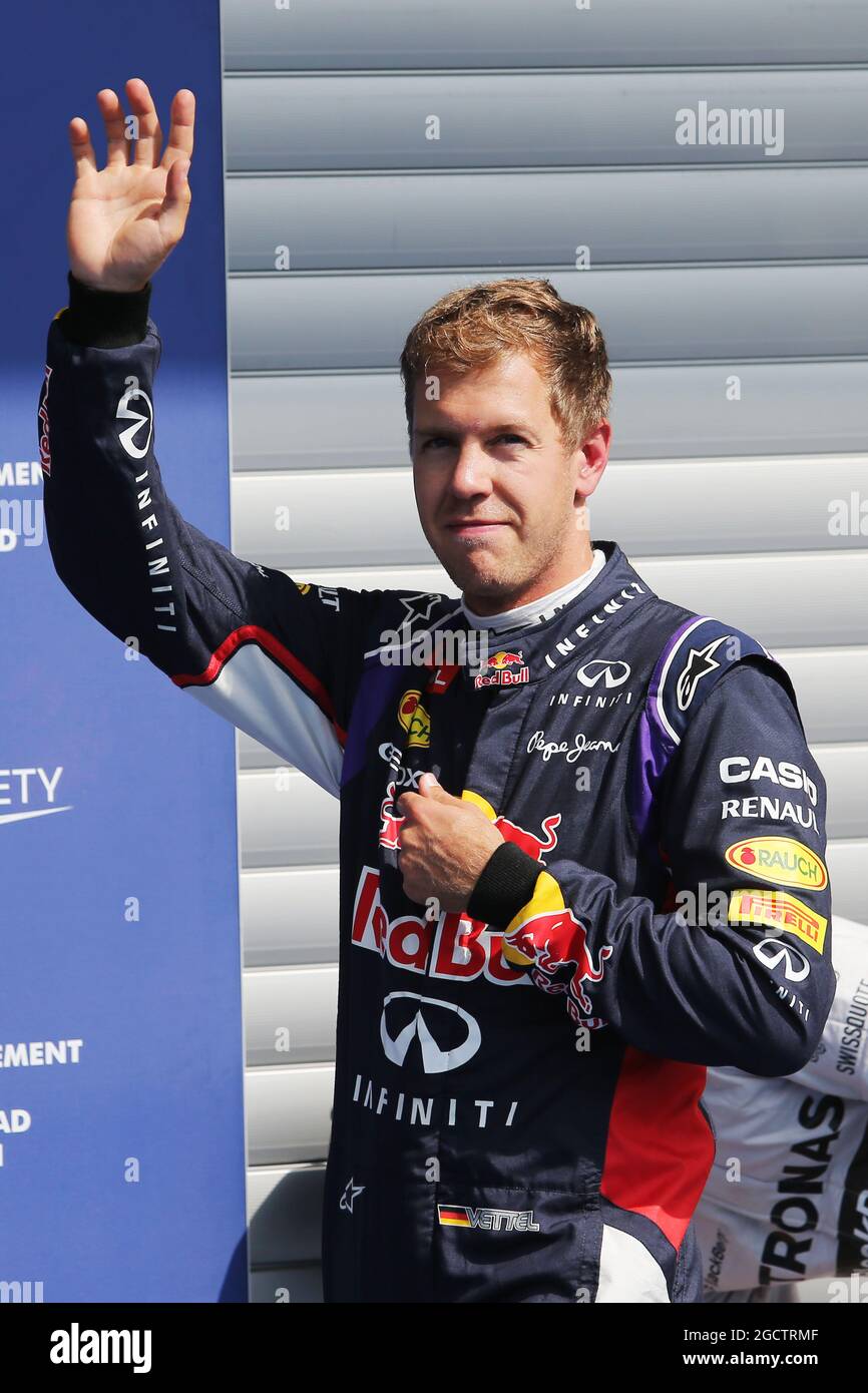 Sebastian Vettel (GER) Red Bull Racing celebrates his third position in ...