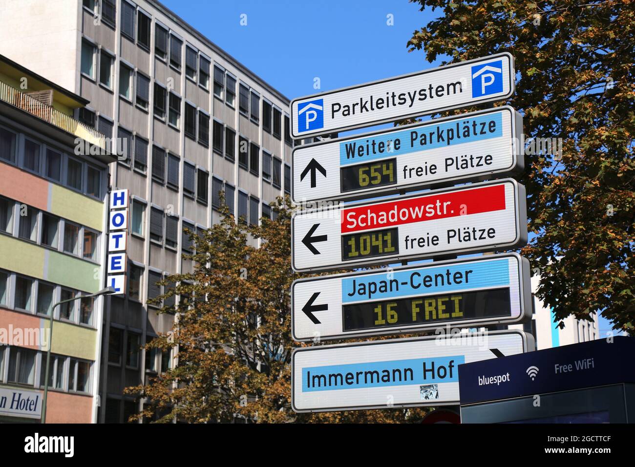 DUSSELDORF, GERMANY - SEPTEMBER 19, 2020: City parking spaces information  of Dusseldorf, Germany. Dusseldorf is the 7th largest city in Germany by po  Stock Photo - Alamy