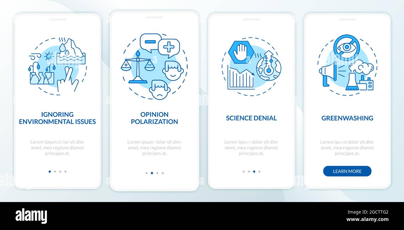 Science denial onboarding mobile app page screen Stock Vector