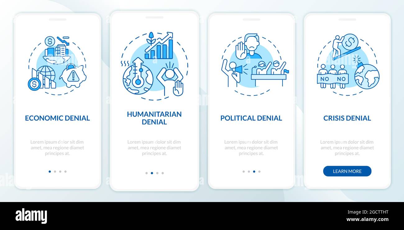 Humanitarian denial onboarding mobile app page screen Stock Vector