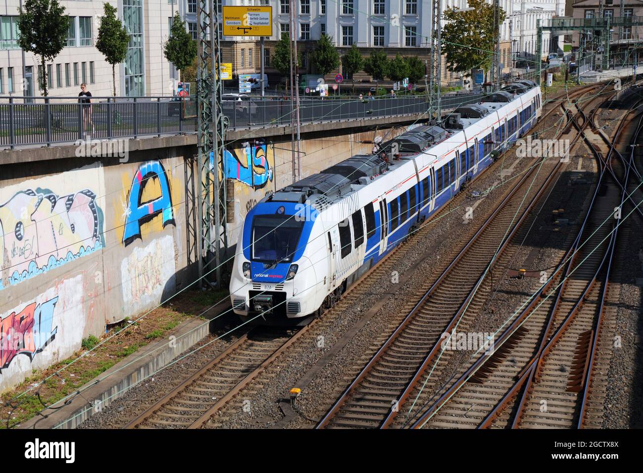 WUPPERTAL, GERMANY - SEPTEMBER 19, 2020: National Express Germany brand passenger train (model: Bombardier Talent 2) in Wuppertal. Stock Photo