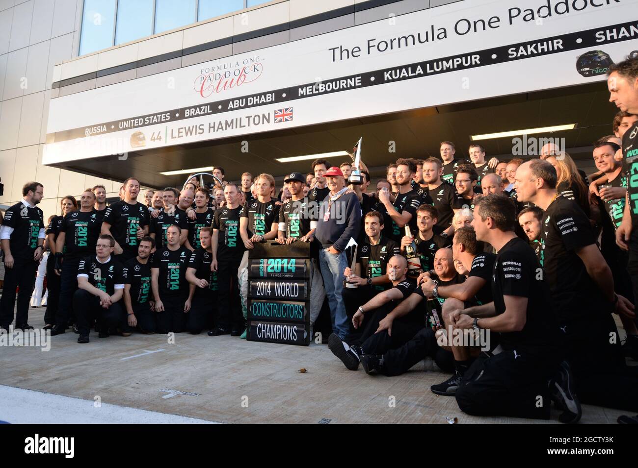 Mercedes amg f1 celebrate winning 2014 constructors championship team