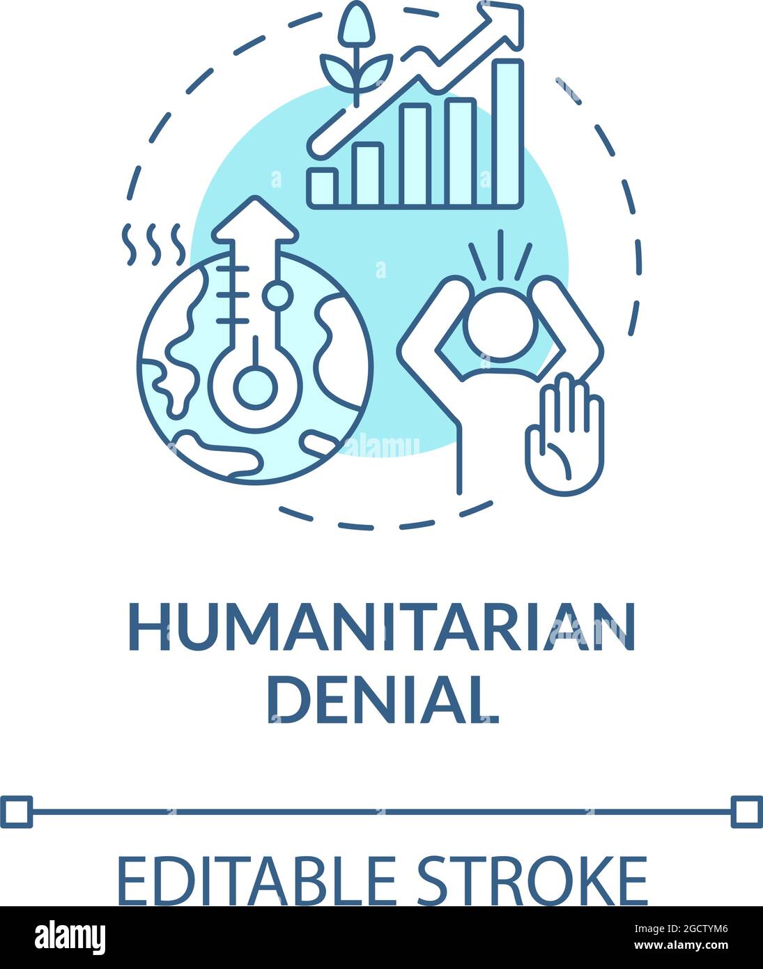 Humanitarian denial blue concept icon Stock Vector