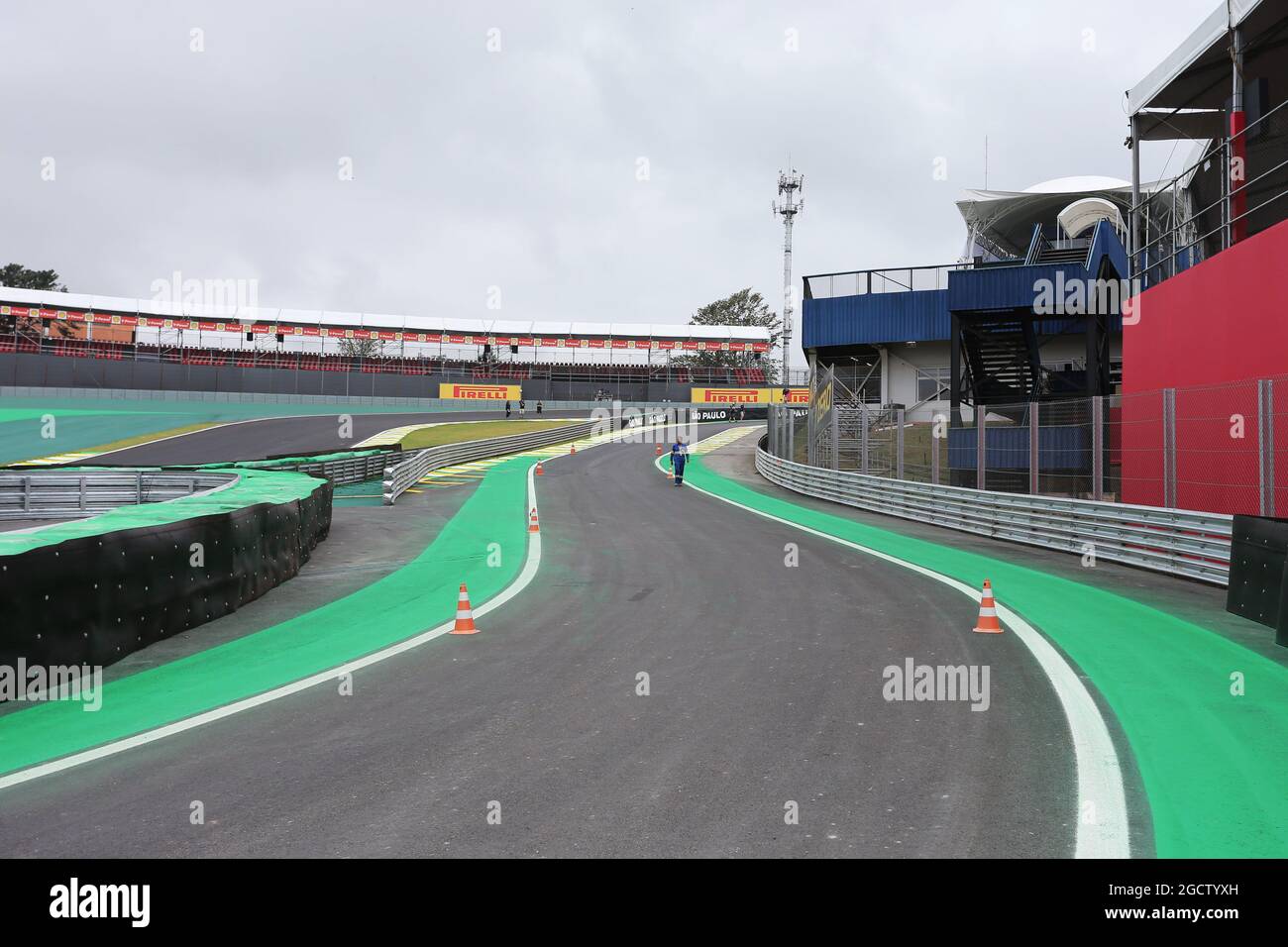 Revised pit lane exit detail. Brazilian Grand Prix, Thursday 6th November 2014. Sao Paulo, Brazil. Stock Photo