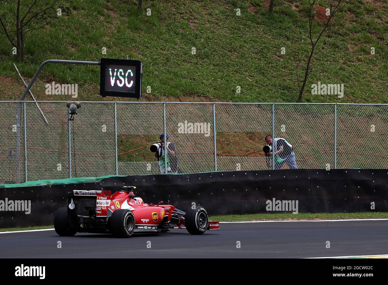 Kimi Raikkonen (FIN) Ferrari F14-T passes a Virtual Safety Car sign. Brazilian  Grand Prix, Friday 7th November 2014. Sao Paulo, Brazil Stock Photo - Alamy