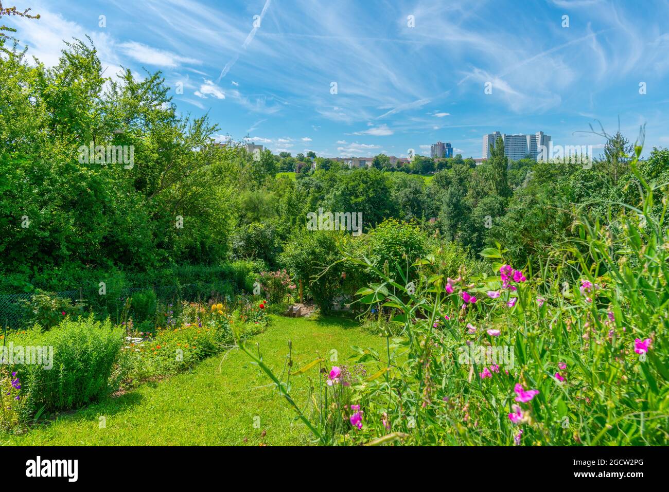 Garden plots in the city district Möhringen, Stuttgart, Baden