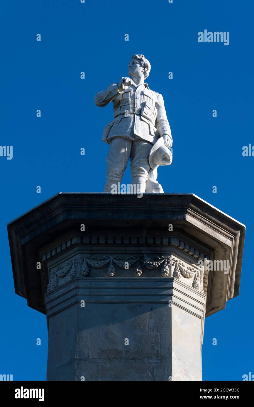 Statue of a soldier on war memorial at Brooklyn, Wellington, North