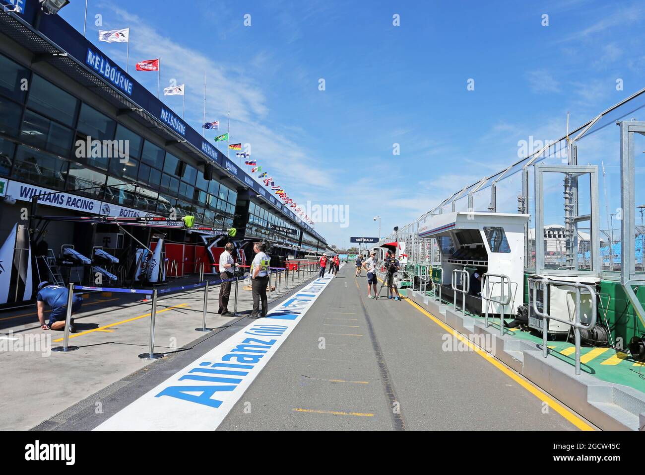 The pit lane. Australian Grand Prix, Wednesday 11th March 2015. Albert Park, Melbourne, Australia. Stock Photo