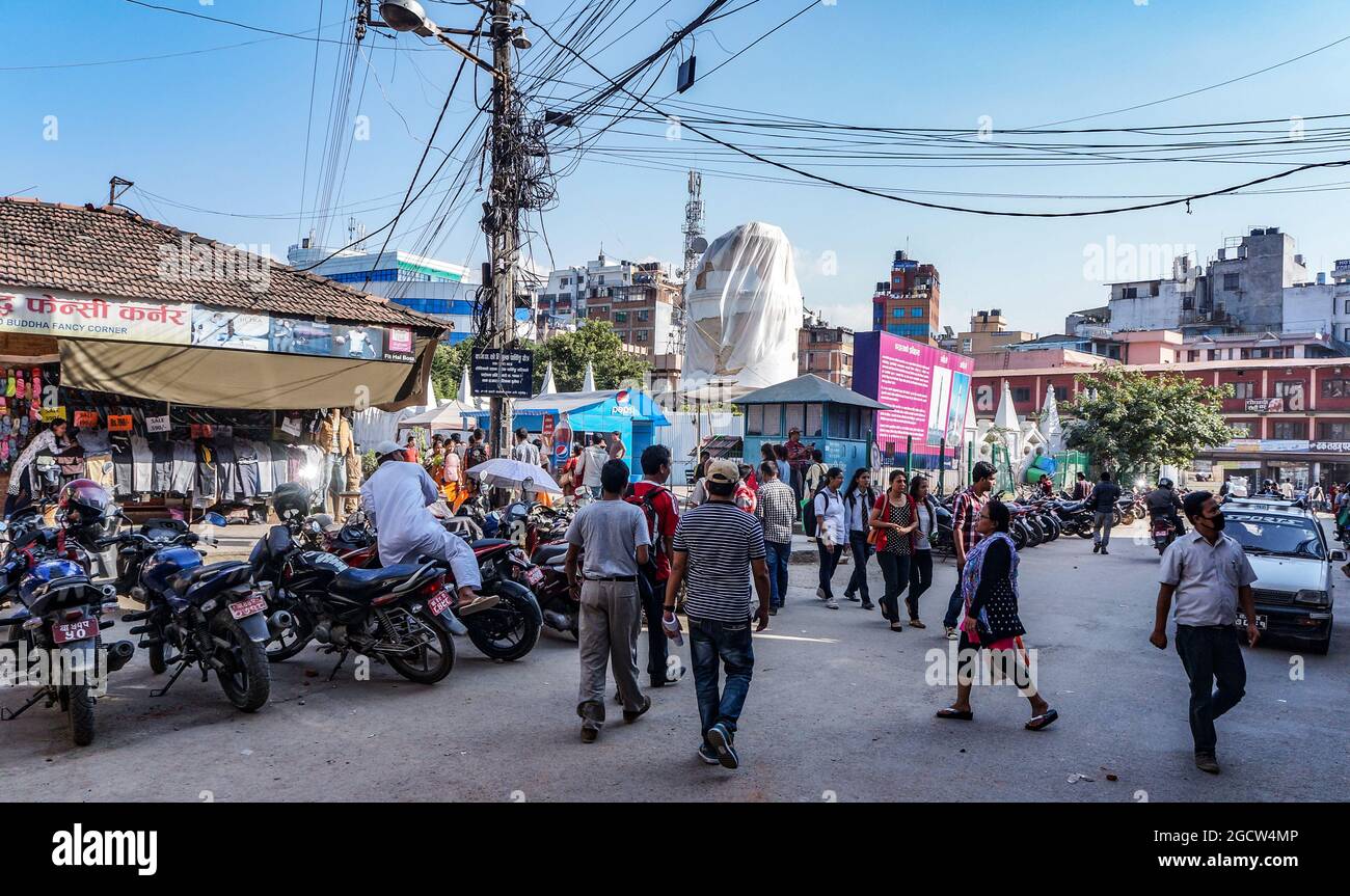 Dharahara tower destroyed by the 2015 Nepal earthquake, Kathmandu, Nepal Stock Photo