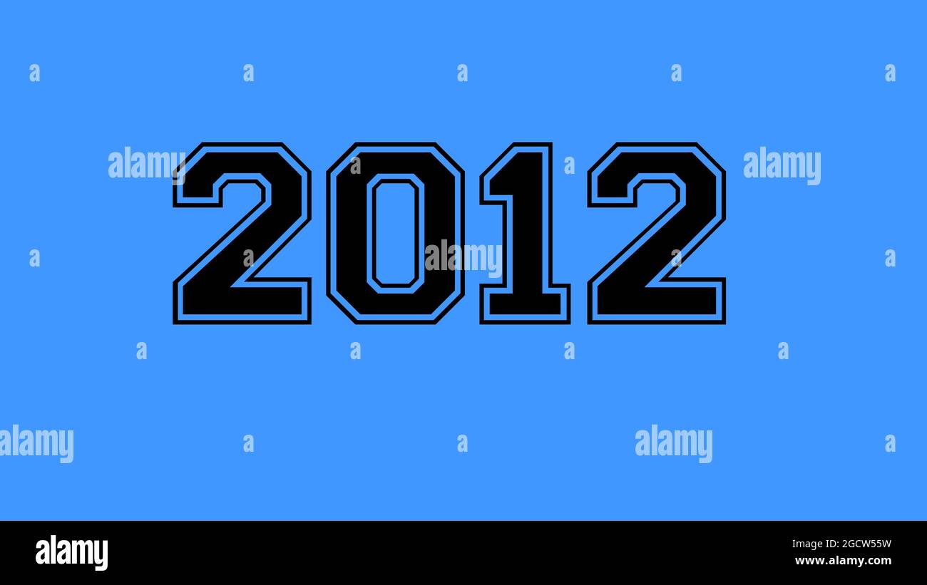 2012 number black lettering blue background Stock Photo - Alamy