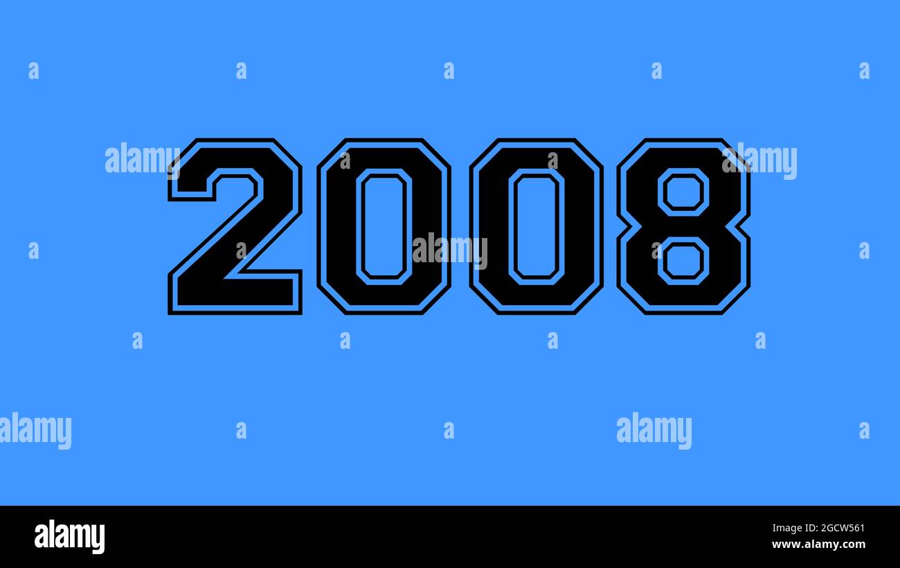 2008 number black lettering blue background Stock Photo