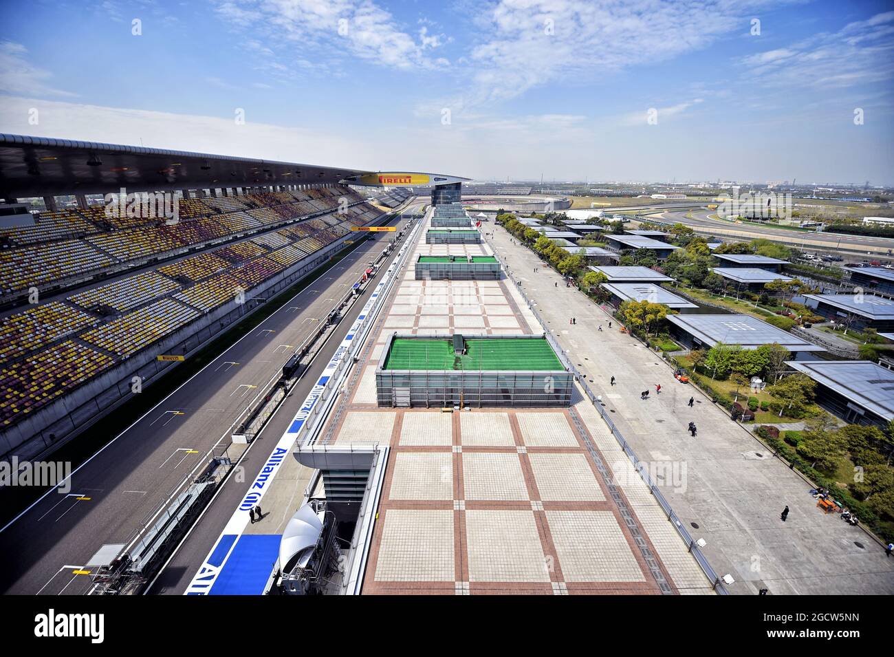 An aerial view of the start / finish straight and paddock. Chinese ...