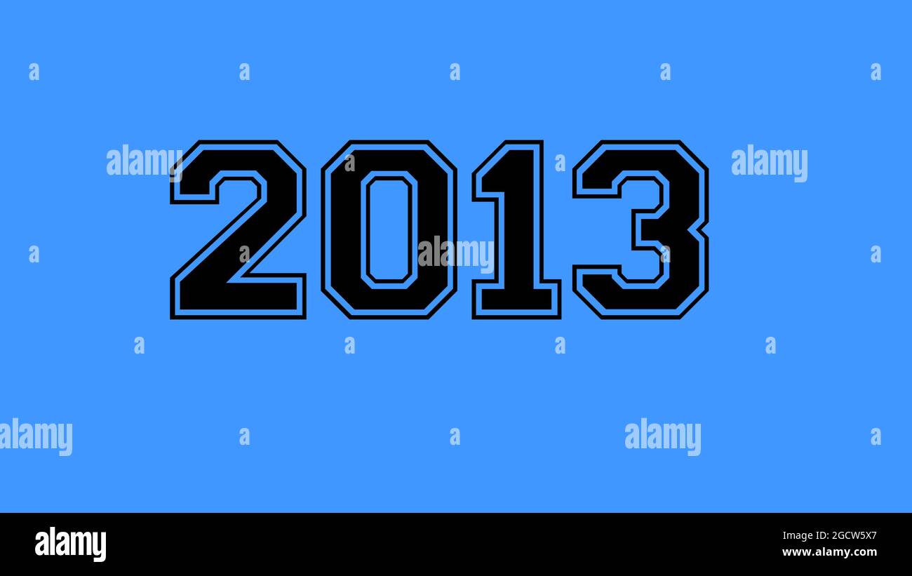 2013 number black lettering blue background Stock Photo