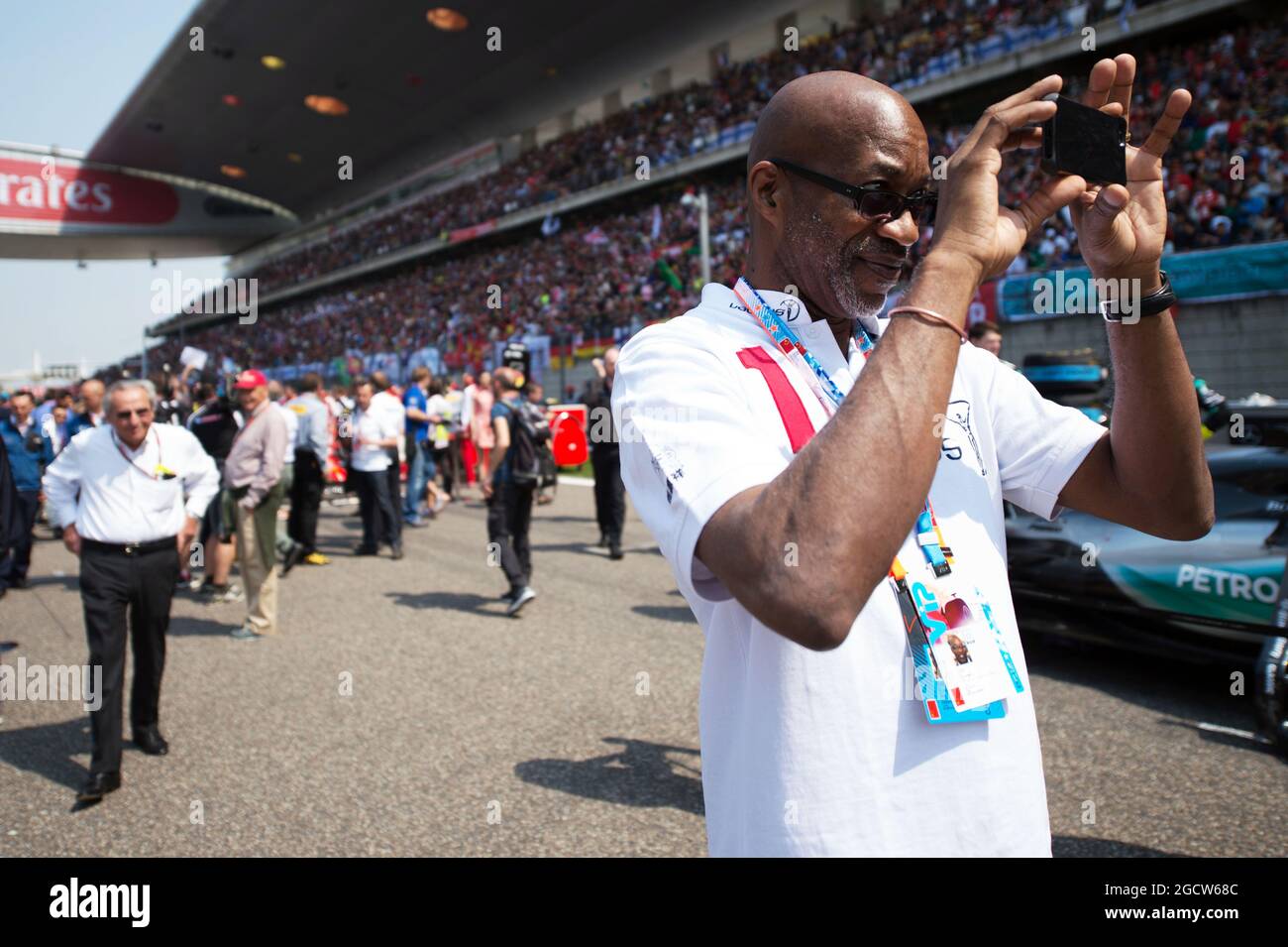 Ed Moses (USA) 400m Hurdles Legend on the grid. Chinese Grand Prix, Sunday 12th April 2015. Shanghai, China. Stock Photo