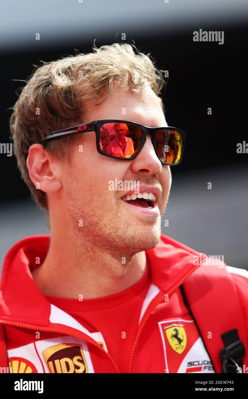 Sebastian Vettel (GER) Ferrari. Spanish Grand Prix, Thursday 7th May 2015. Barcelona, Spain. Stock Photo