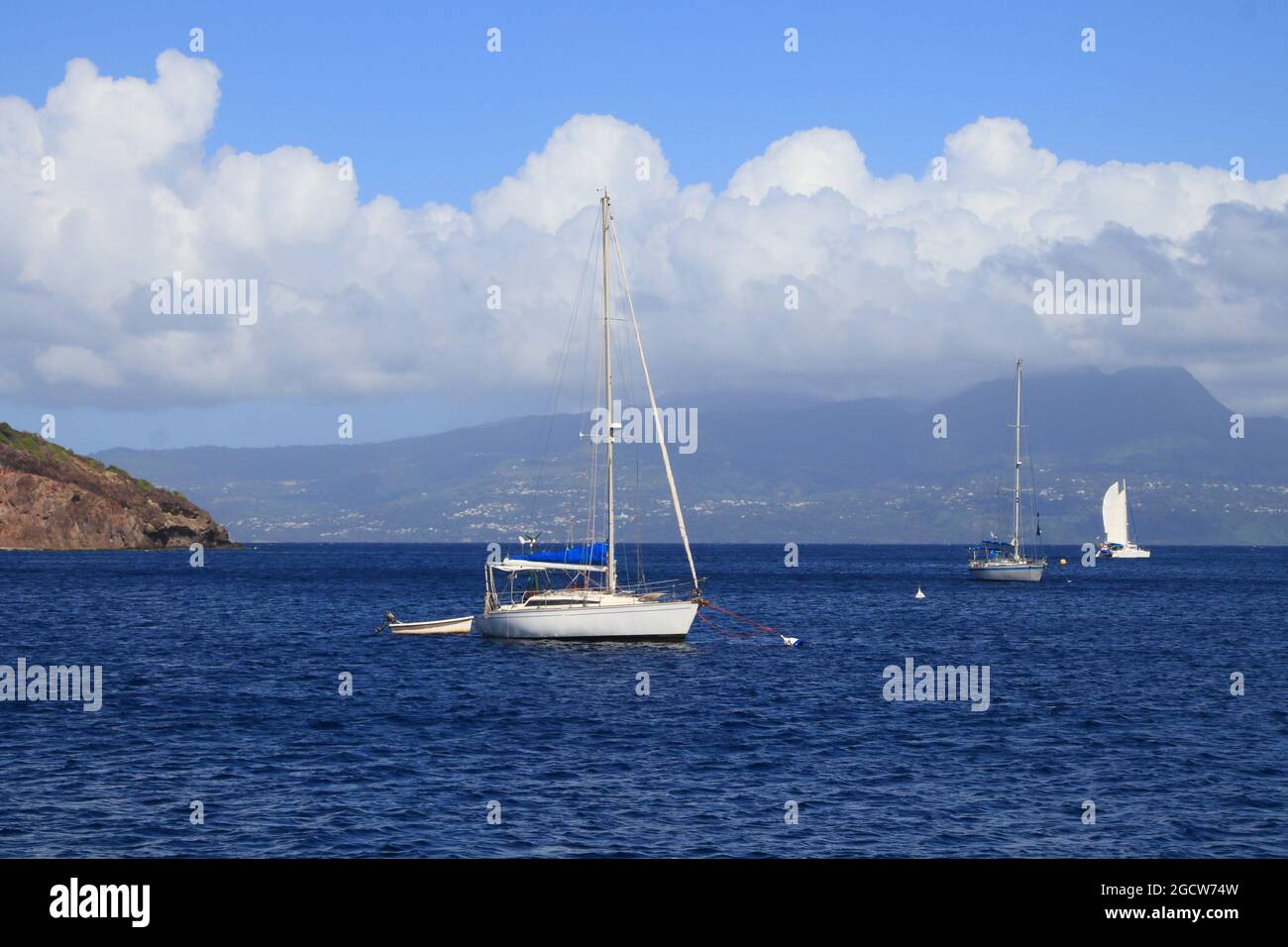 Guadeloupe and Les Saintes islands. Sailing in the Caribbean. Stock Photo
