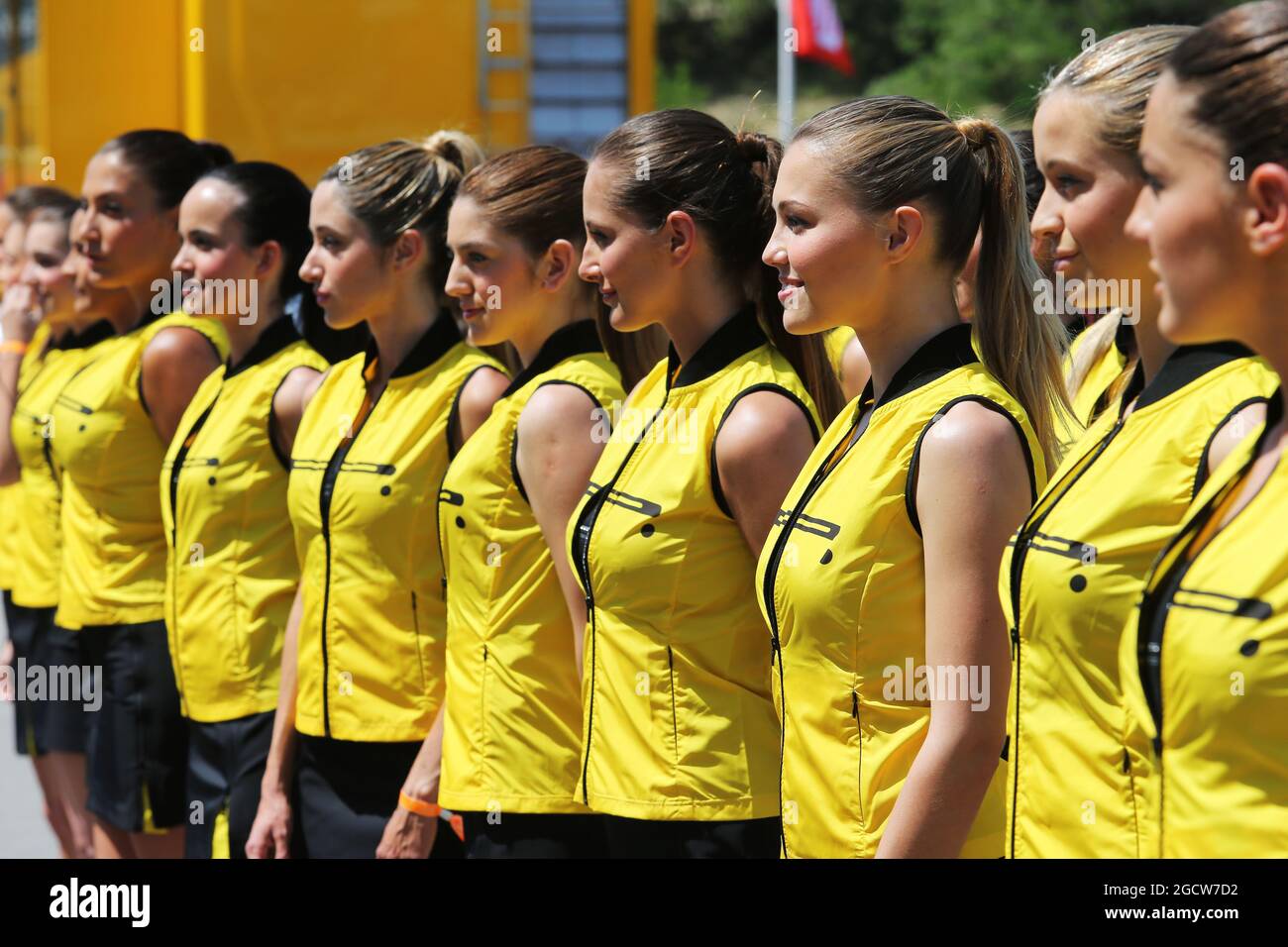 Grid girls. Spanish Grand Prix, Saturday 9th May 2015. Barcelona, Spain. Stock Photo