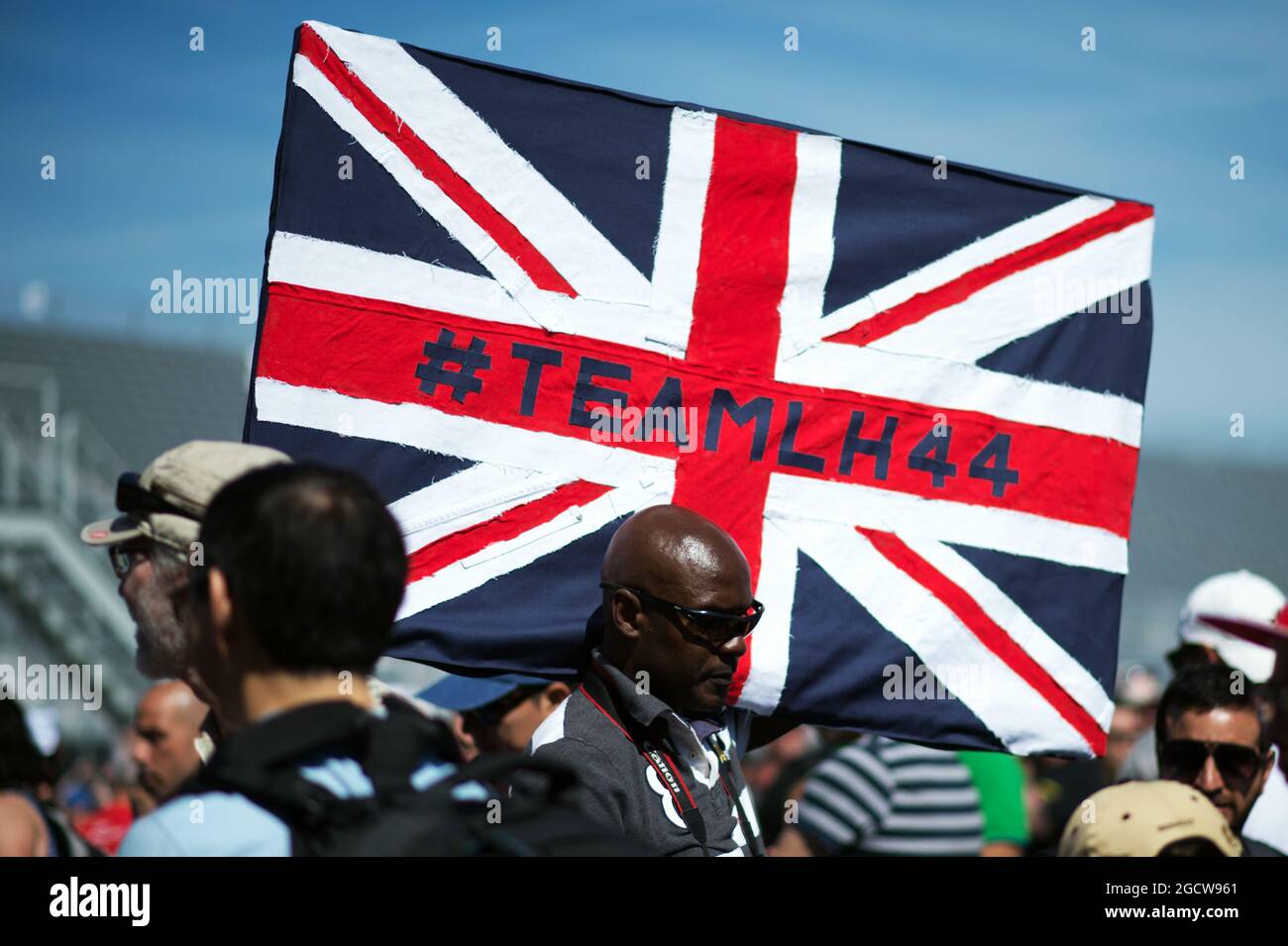 A flag for Lewis Hamilton (GBR) Mercedes AMG F1. Canadian Grand Prix, Thursday 4th June 2015. Montreal, Canada. Stock Photo