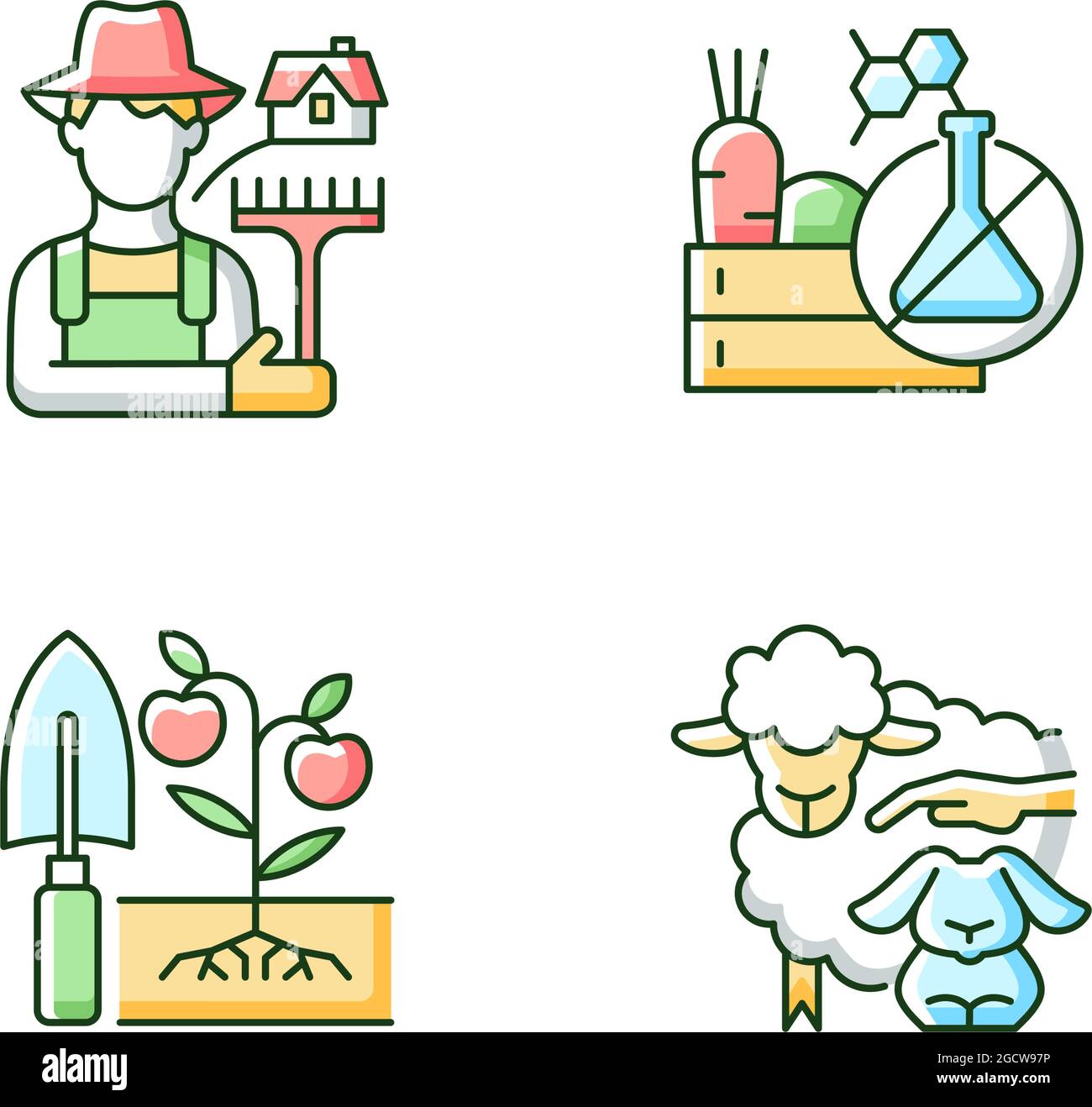 Work on farm RGB color icons set Stock Vector Image & Art - Alamy