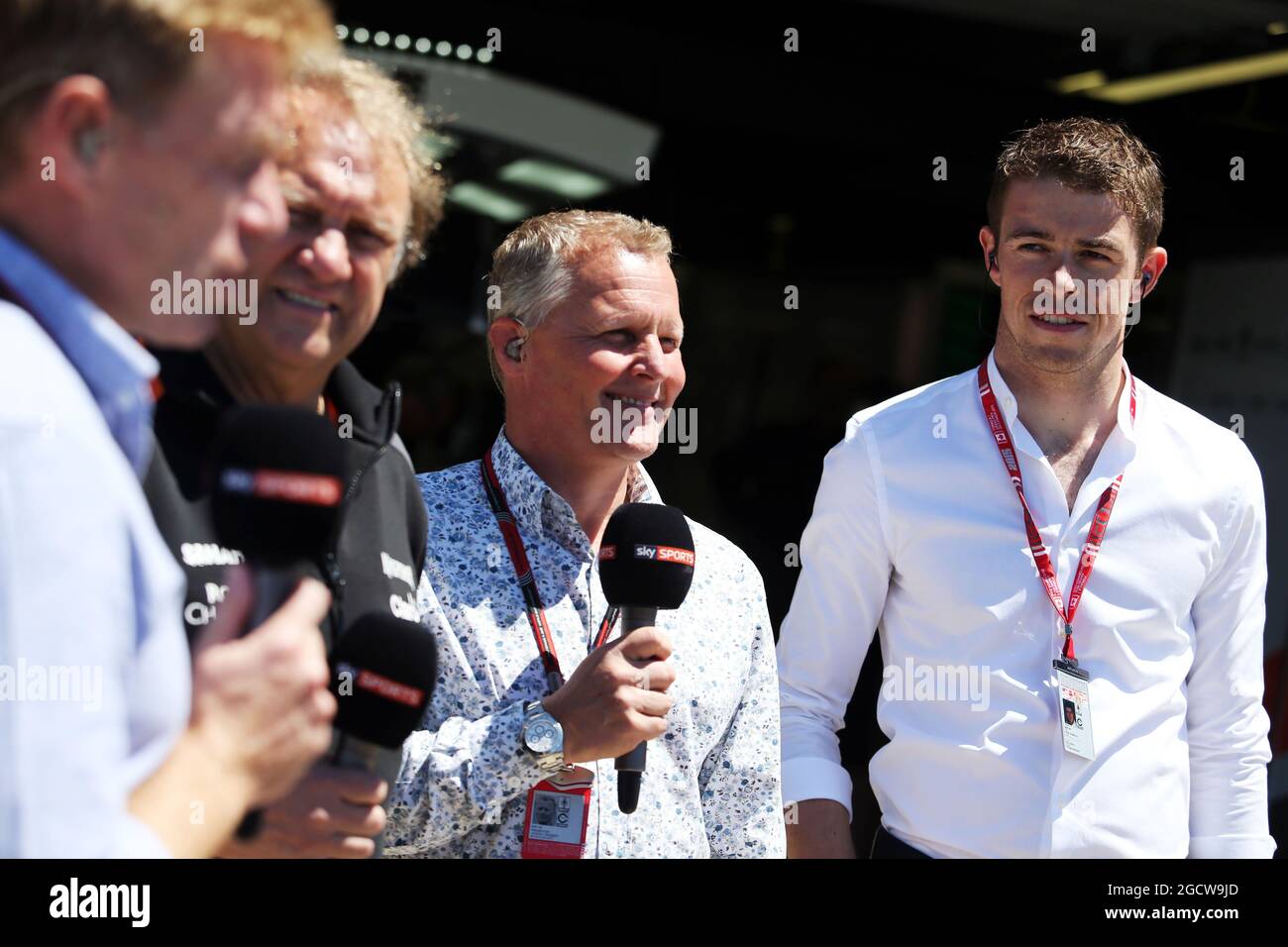 L to R) Simon Lazenby (GBR) Sky Sports F1 TV Presenter with Robert Fernley (GBR) Sahara Force India F1 Team Deputy Team Principal; Johnny Herbert (GBR) Sky Sports F1 Presenter, and Paul