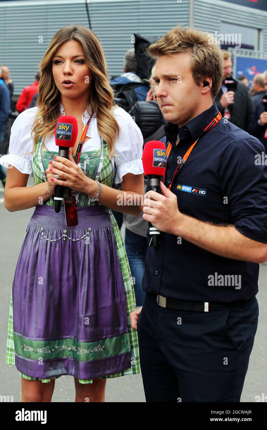 L to R): Federica Masolin (ITA) Sky F1 Italia Presenter with Davide  Valsecchi (ITA) Sky F1 Italia Presenter. Austrian Grand Prix, Sunday 21st  June 2015. Spielberg, Austria Stock Photo - Alamy