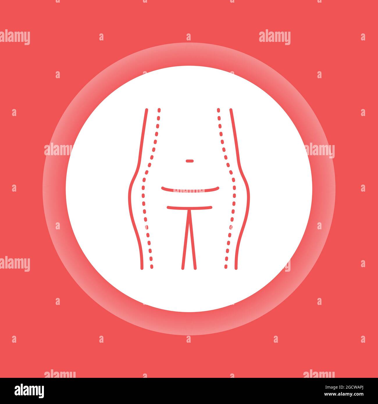 Abdominoplasty color button icon. Plastic body surgery. Isolated vector element. Outline pictogram for web page, mobile app, promo. Stock Vector