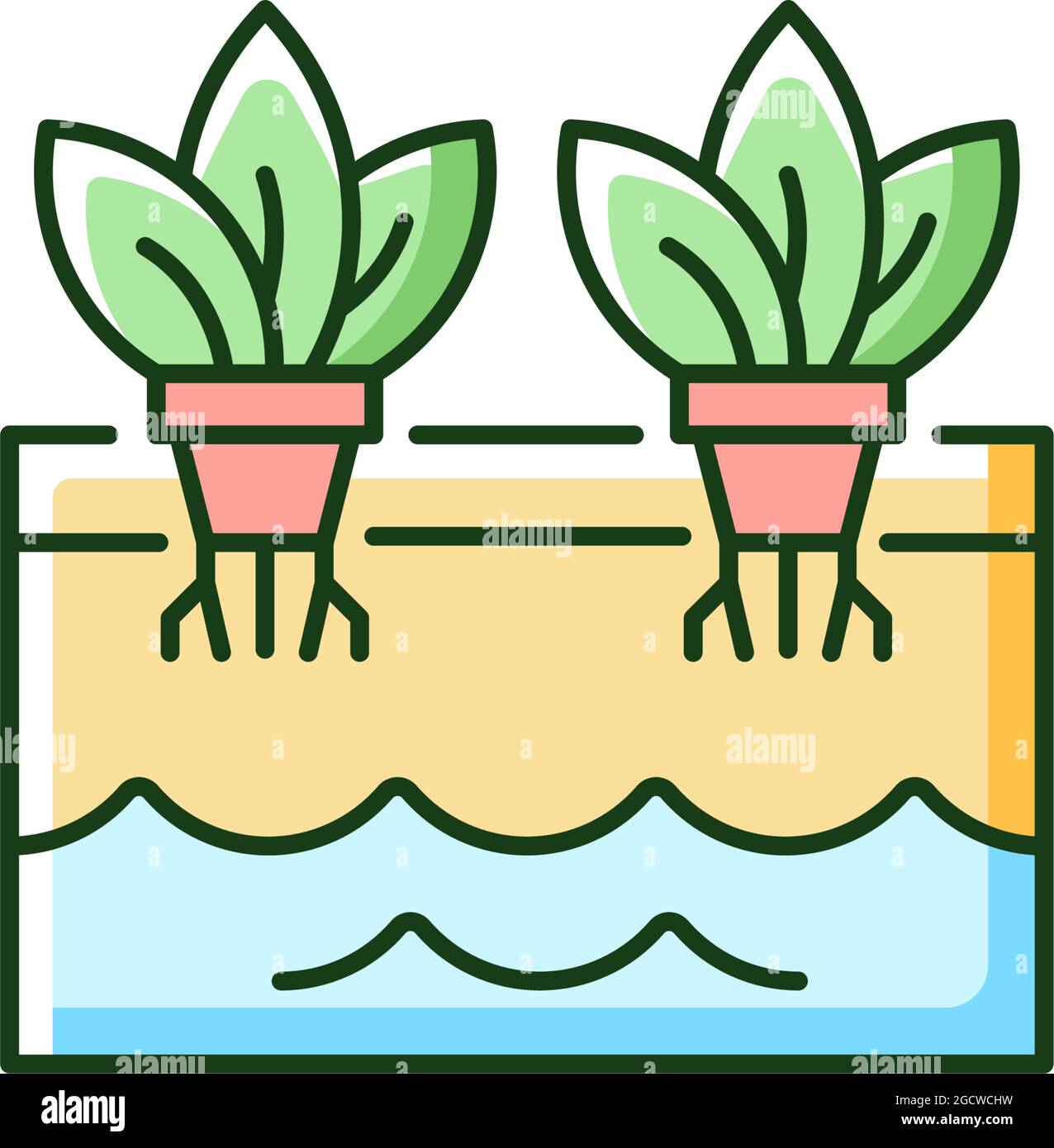 Hydroponics RGB color icon Stock Vector