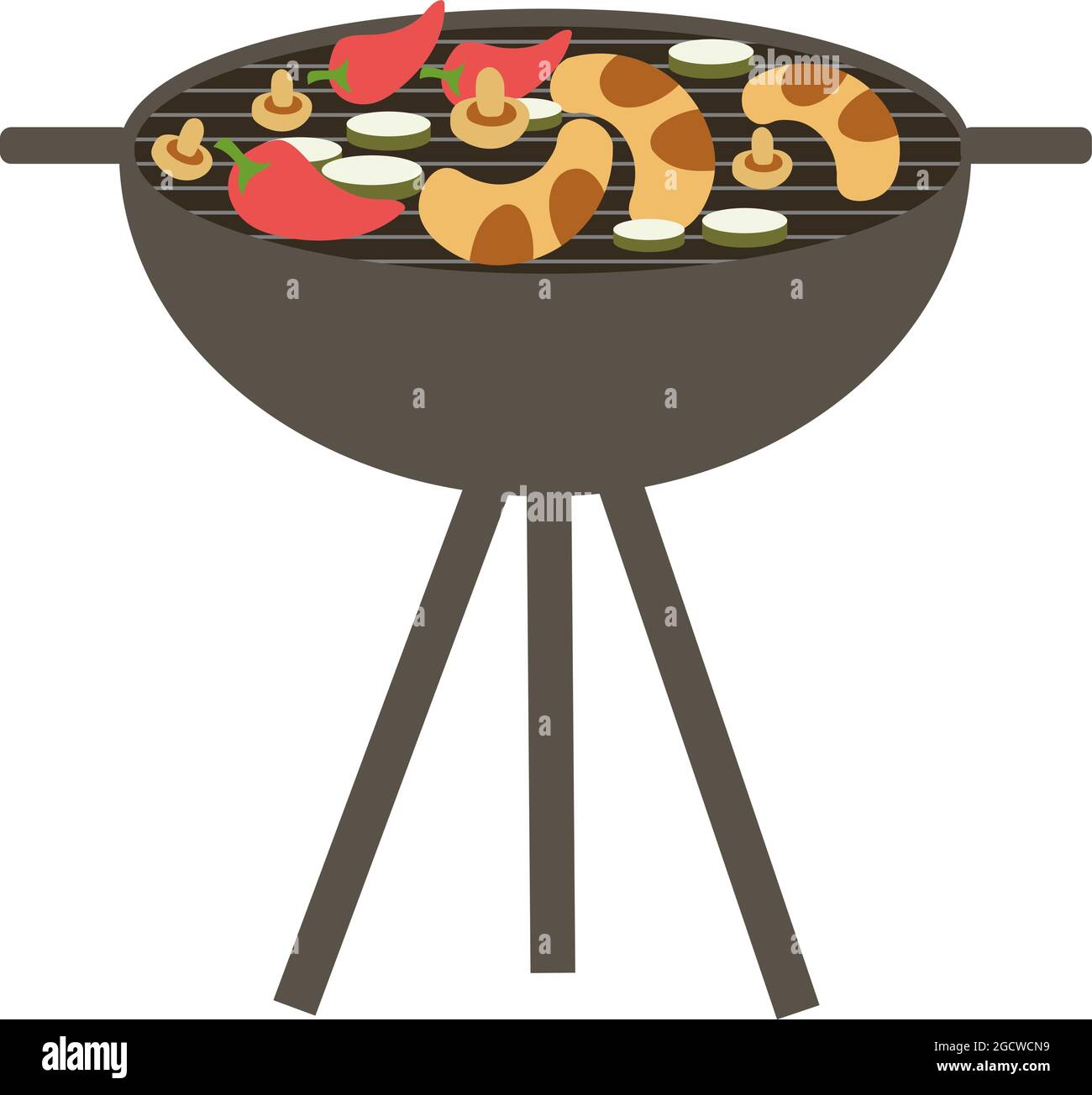 Barbecue grill semi flat color vector object Stock Vector