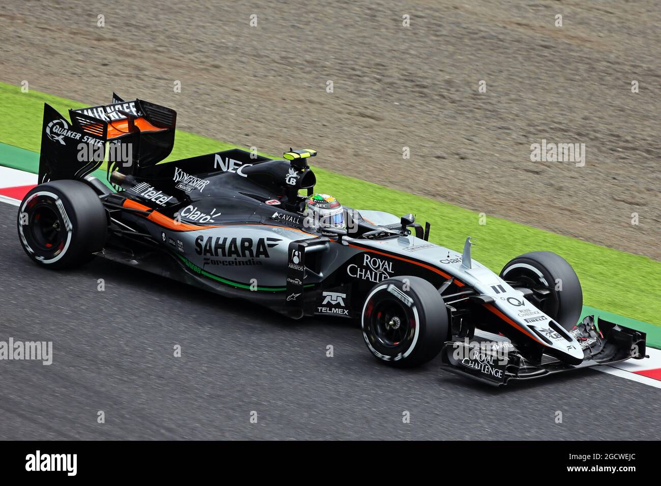 Sergio Perez Mex Sahara Force India F1 Vjm08 Japanese Grand Prix Saturday 26th September 15 Suzuka Japan Stock Photo Alamy