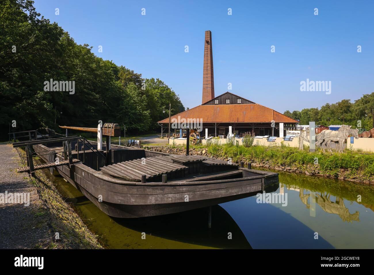 Witten, North Rhine-Westphalia, Germany -  LWL Industrial museum coal mine Nachtigall and brickyard Duenkelberg in the Muttental on the Ruhr, here exh Stock Photo