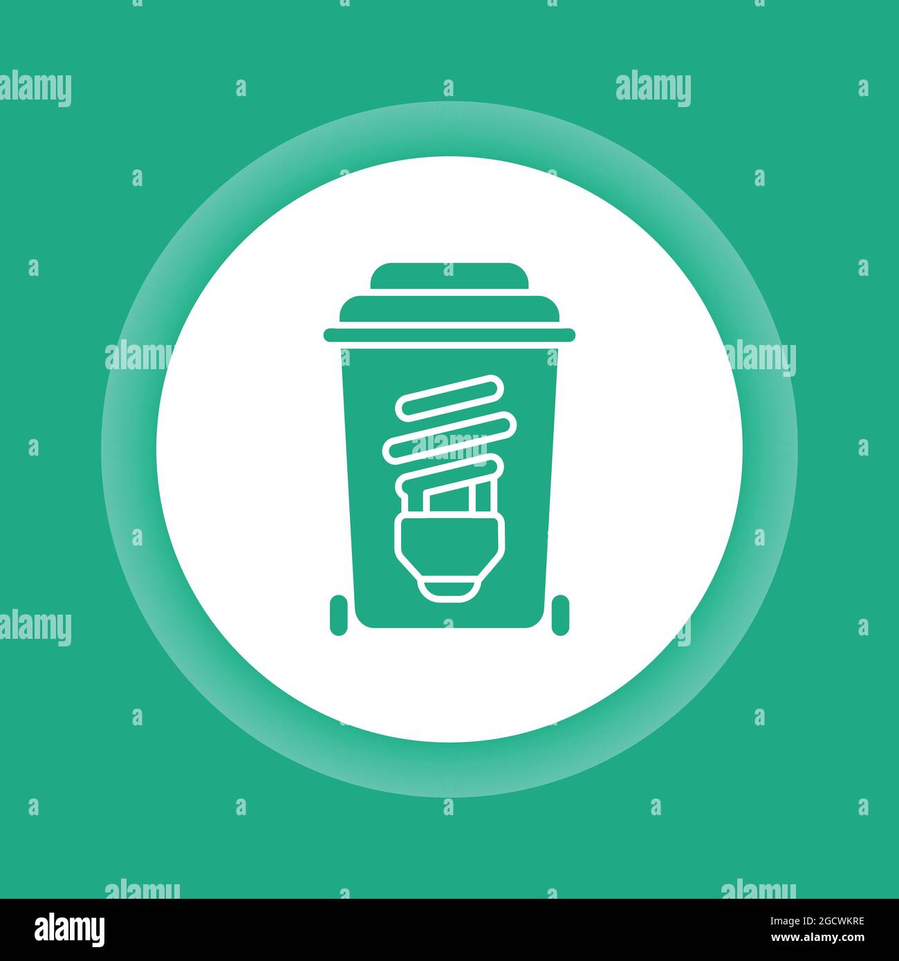 Light bulbs recyclable color glyph button icon. Waste recycling Stock