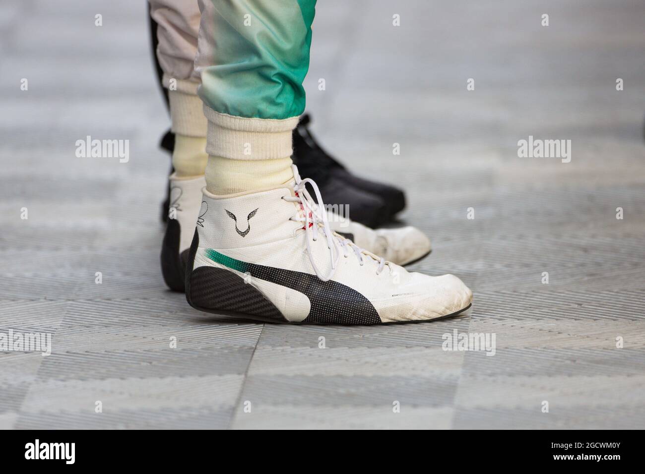 Racing boots of Lewis Hamilton (GBR) Mercedes AMG F1. Formula One Testing,  Day 4, Friday 4th March 2016. Barcelona, Spain Stock Photo - Alamy