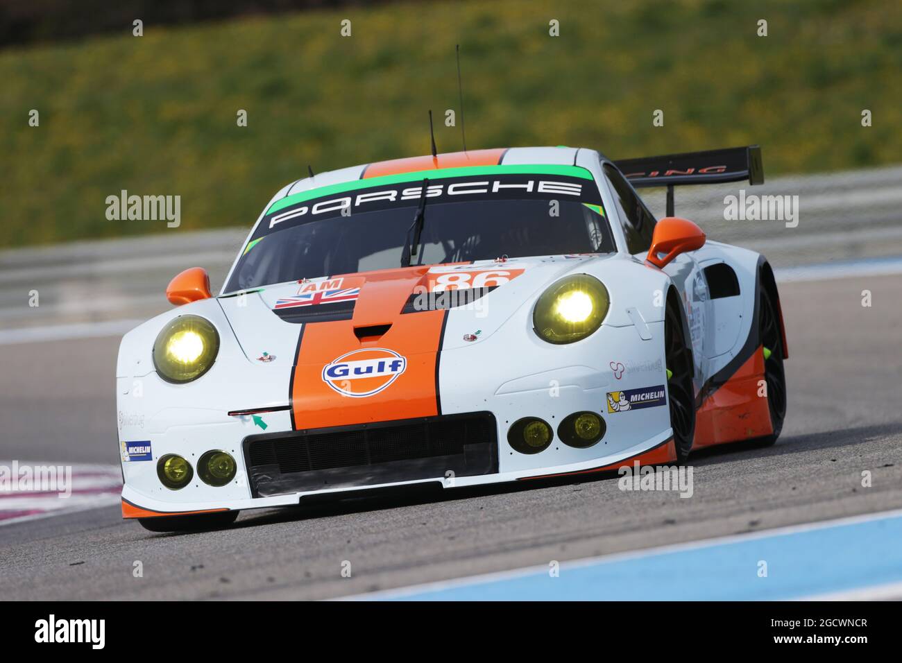 Michael Wainwright (GBR) / Adam Carroll (GBR) / Benjamin Barker (GBR) #86  Gulf Racing Porsche 911 RSR. FIA World Endurance Championship, 'Prologue'  Official Test Days, Friday 25th March 2016. Paul Ricard, France Stock Photo  - Alamy