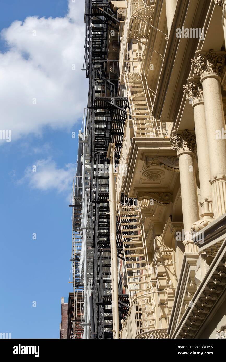 Fire Escapes and Columns on the sides of castiron SOHO Architecture