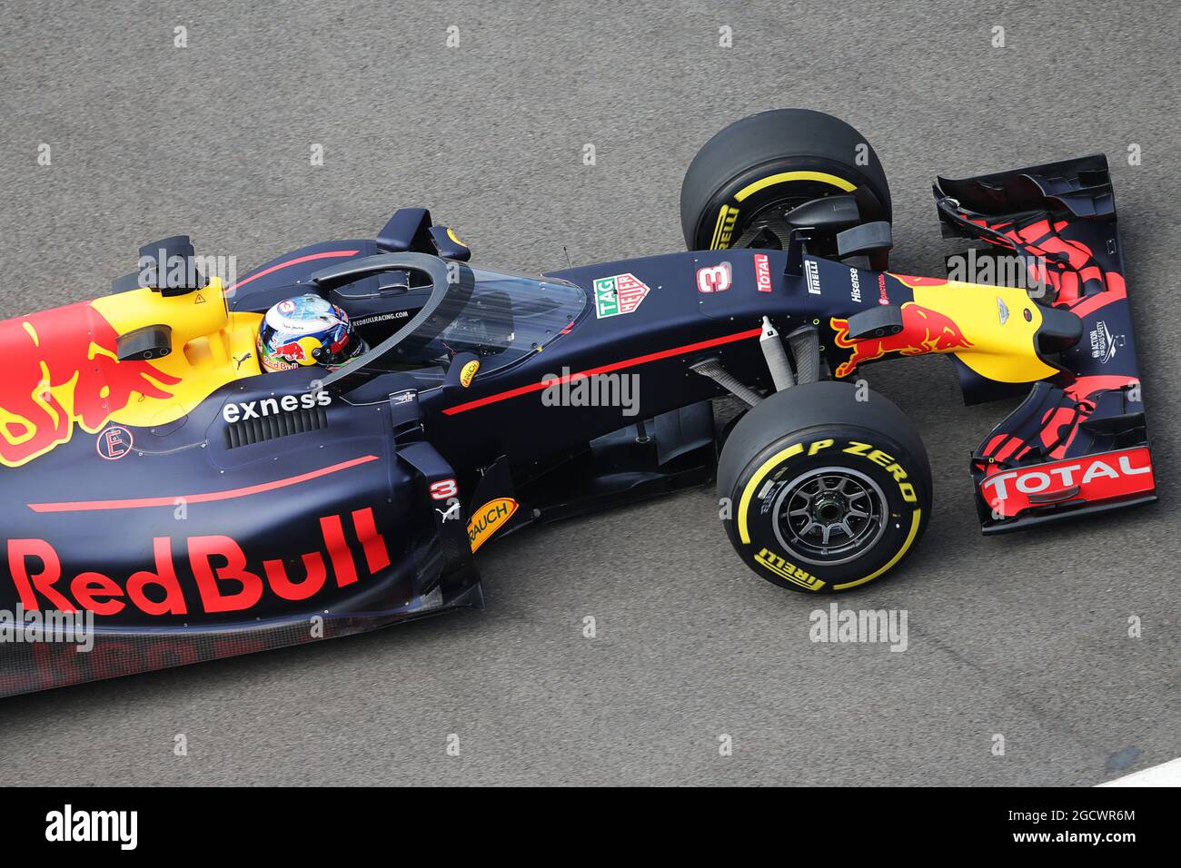 Daniel Ricciardo (AUS) Red Bull Racing RB12 with the Aero Screen