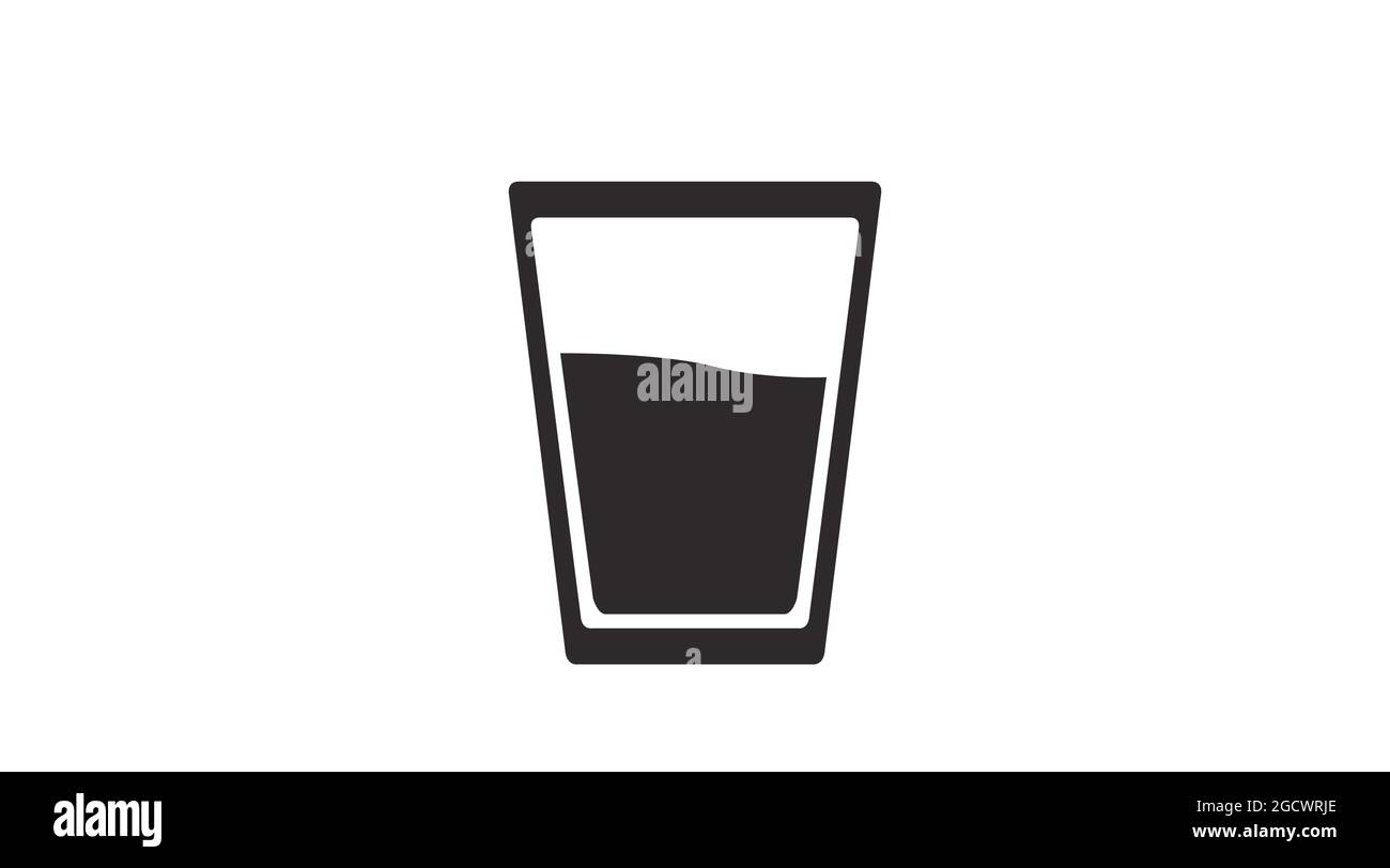 Glass of Water Icon. Vector isolated editable flat black and white illustration Stock Vector