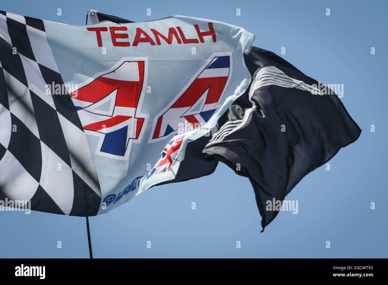Flags for Lewis Hamilton (GBR) Mercedes AMG F1. Spanish Grand Prix