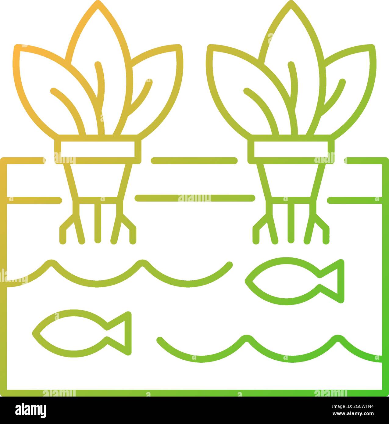 Aquaponics gradient linear vector icon Stock Vector