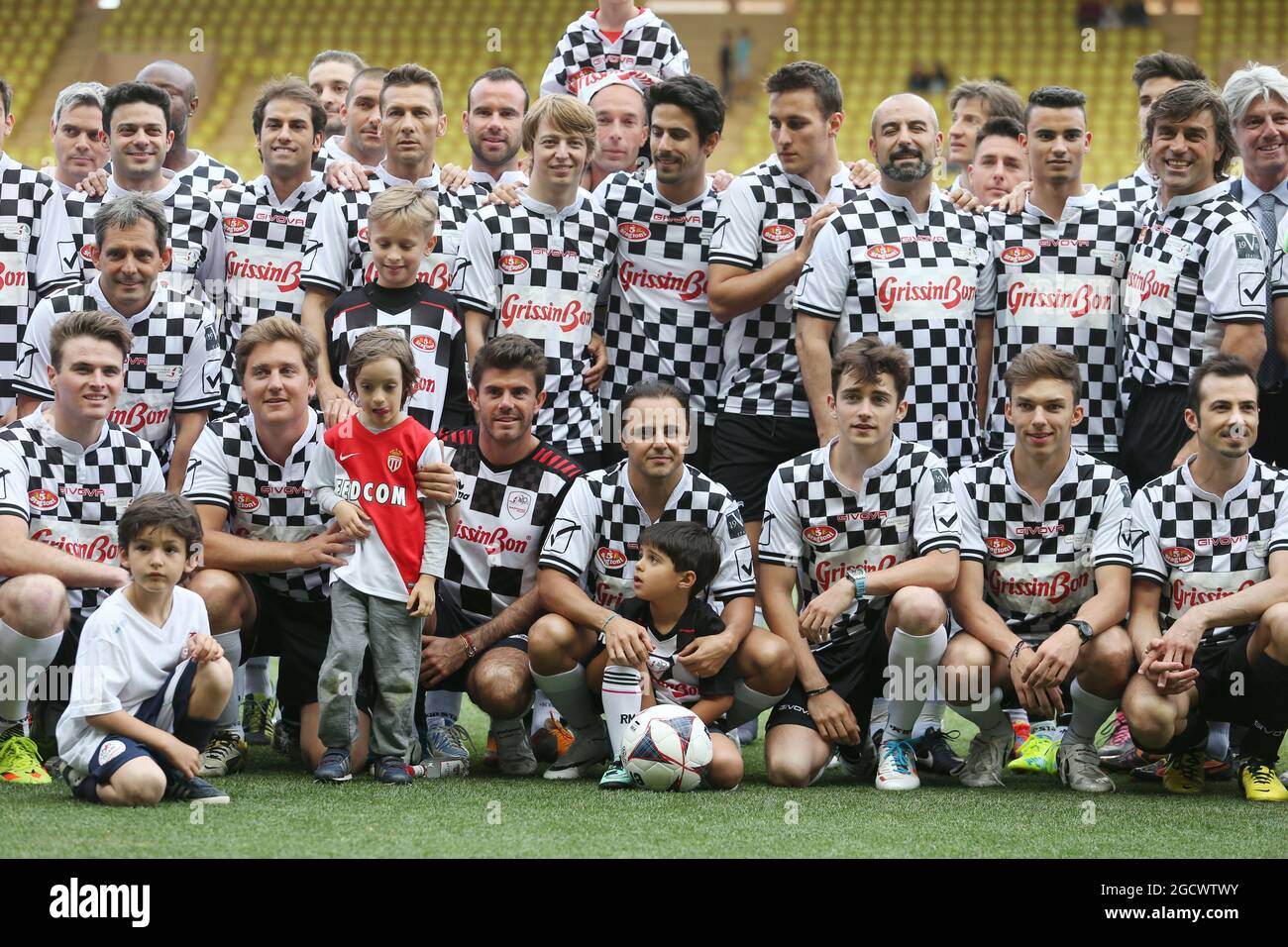 Line up at a charity football match. Monaco Grand Prix, Tuesday 24th May  2016. Monte Carlo, Monaco Stock Photo - Alamy
