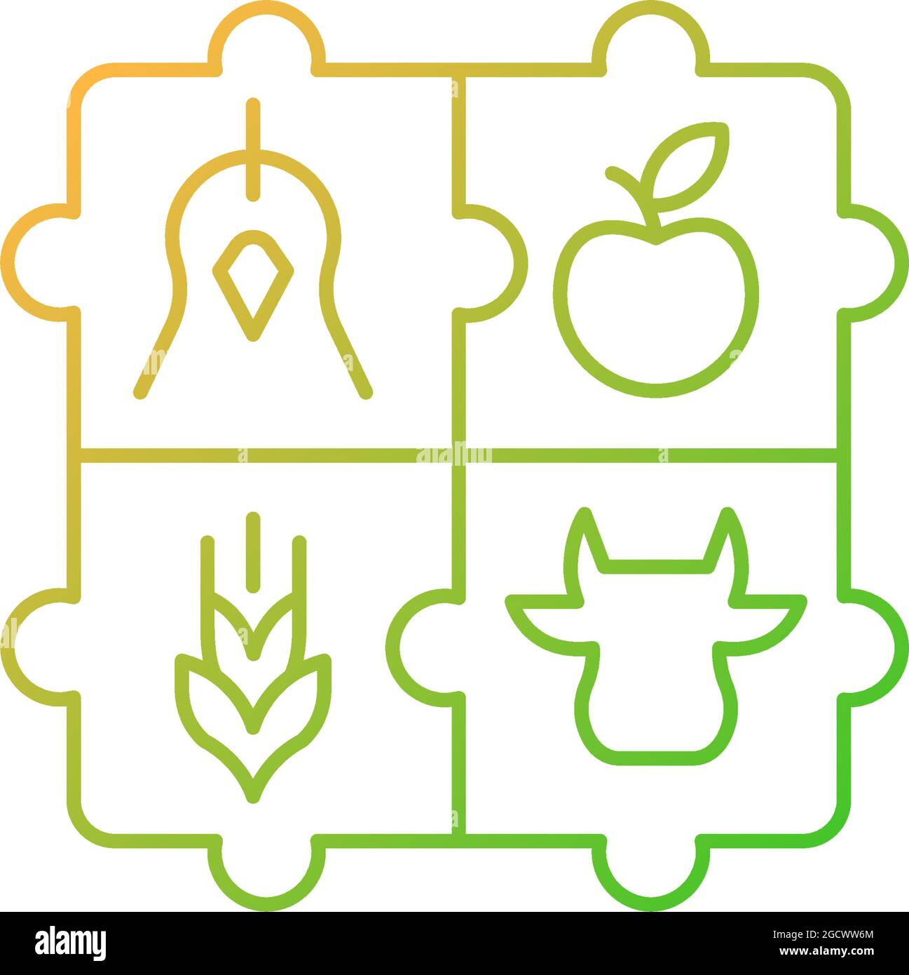Agricultural cooperative gradient linear vector icon Stock Vector