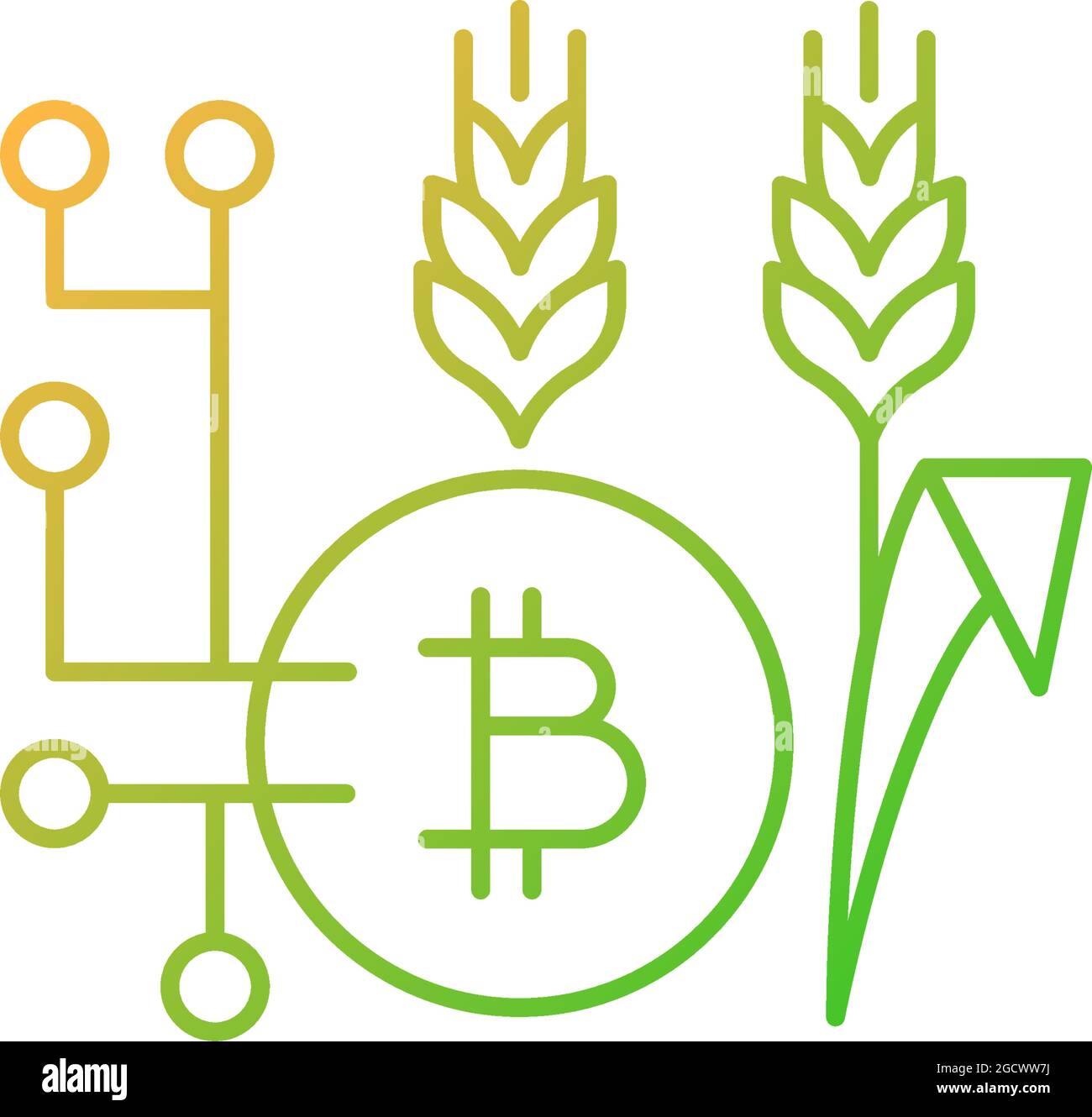 Blockchain technology in agriculture gradient linear vector icon Stock ...