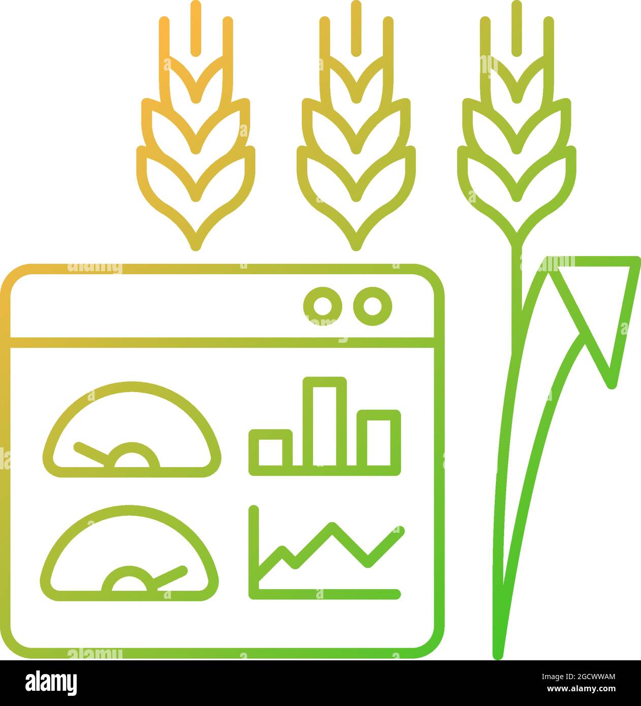 Crop and soil monitoring and management gradient linear vector icon ...