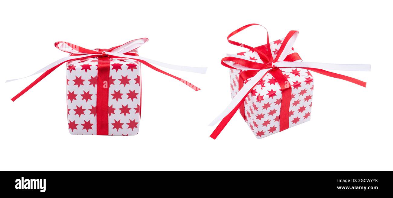 Present In A Red Gift Box With White Tulle Ribbon. Isolated On White  Background. Stock Photo, Picture and Royalty Free Image. Image 11694897.