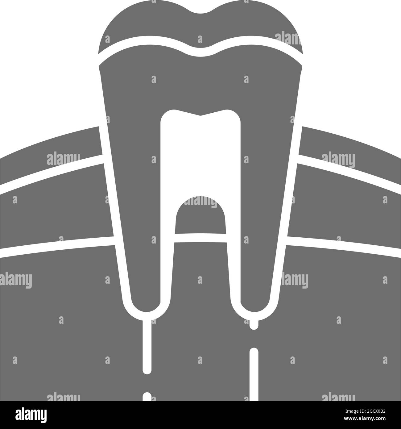 Tooth, gum, dentist, human organ grey icon. Stock Vector