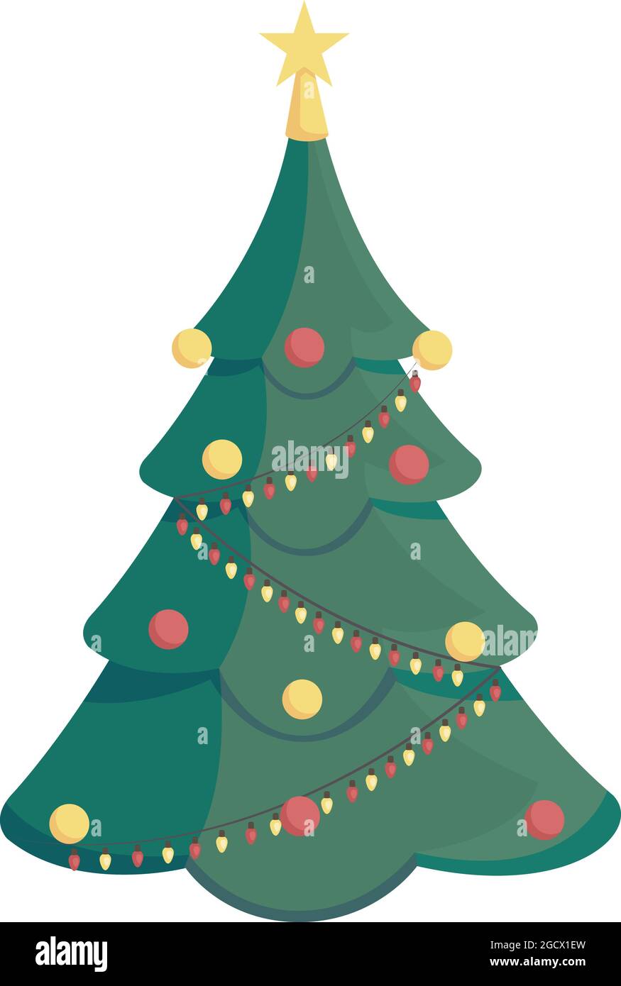Christmas tree semi flat color vector object Stock Vector