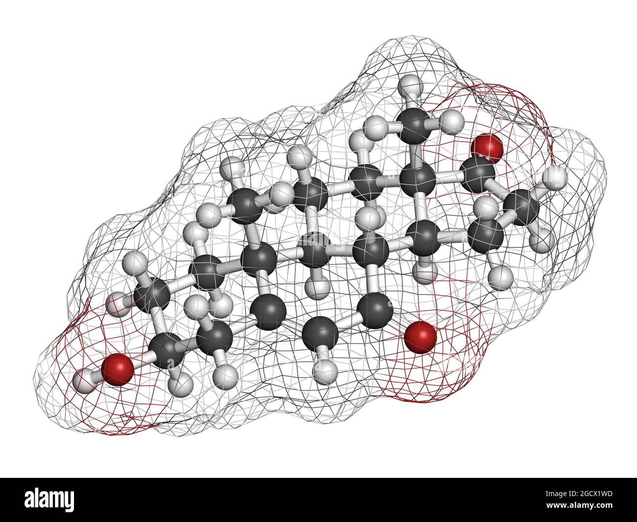 7-Ketodehydroepiandrosterone or 7-keto-DHEA molecule. 3D rendering. Stock Photo